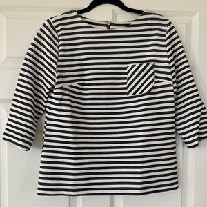 Merona Black White Striped Zippered Back Top